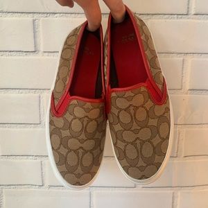 COACH CLASSIC LOGO RED AND BROWN SNEAKERS